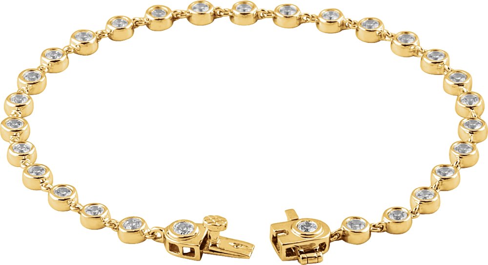 14K Yellow Gold 2 CTW Natural Diamond Bezel Line 7" Bracelet