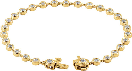 14K Yellow Gold 2 CTW Natural Diamond Bezel Line 7" Bracelet