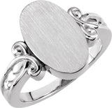 Sterling Silver 15.2x9.2 mm Oval Signet Ring