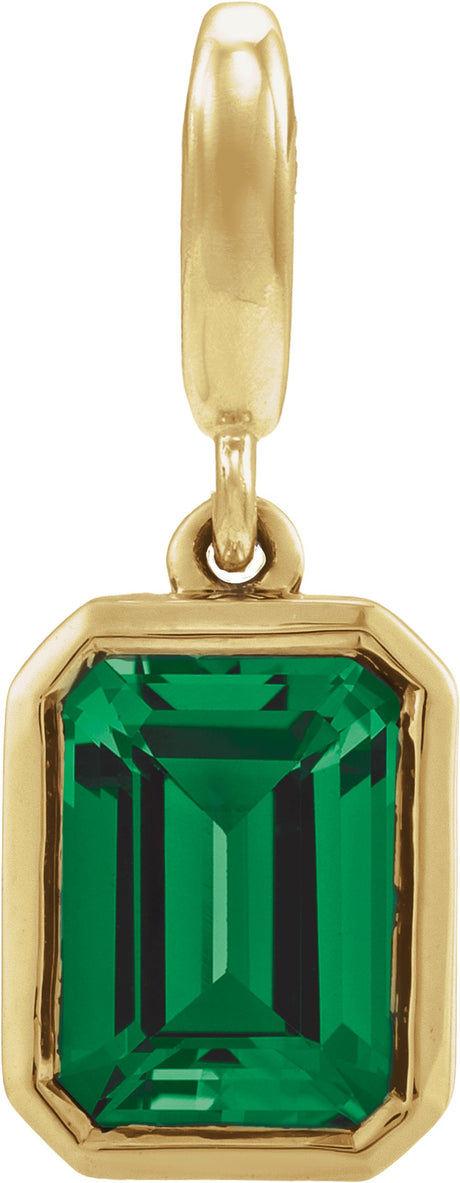 14K Yellow Gold Natural Emerald Charm/Pendant