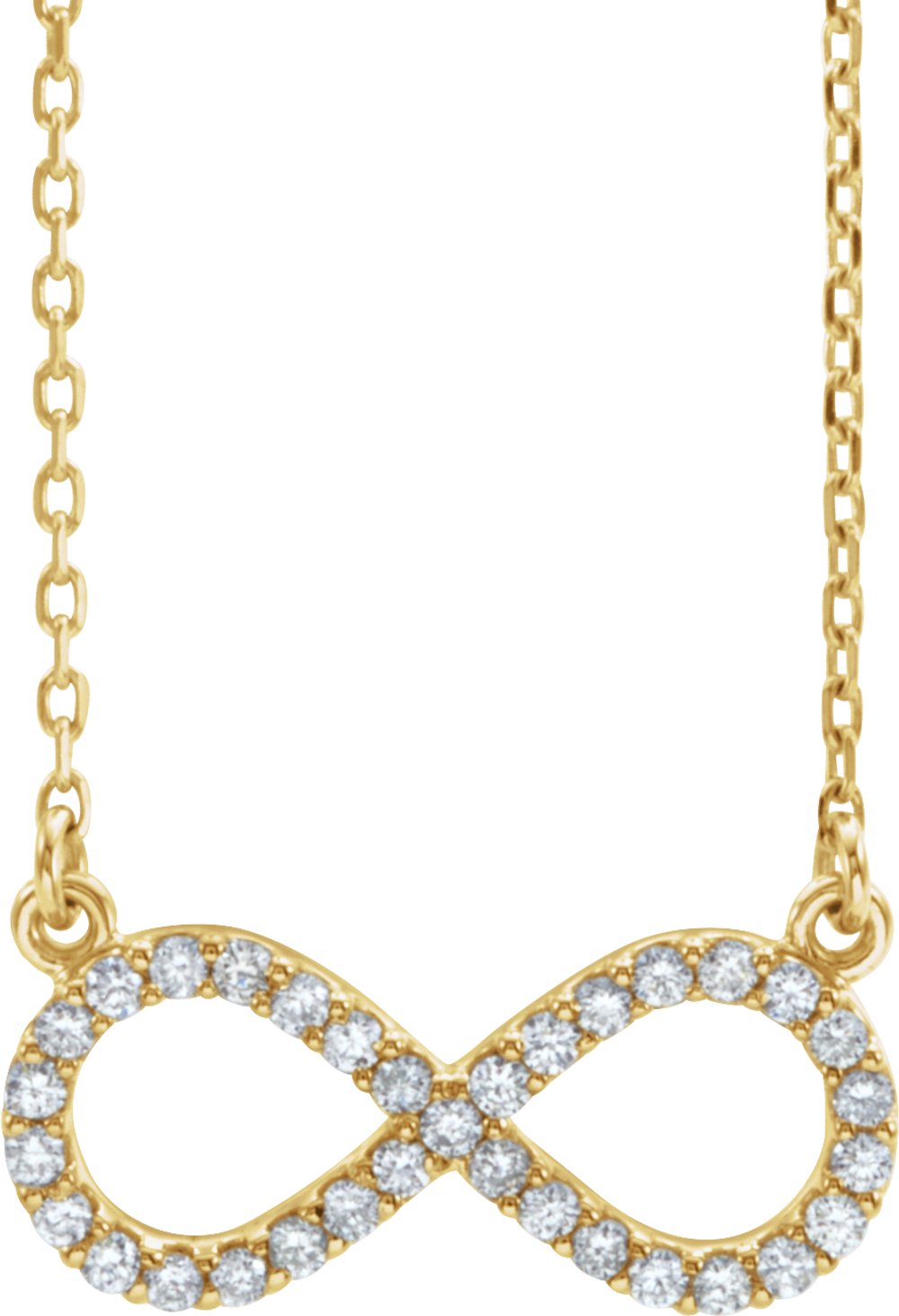 14K Yellow Gold 1/8 CTW Natural Diamond Infinity 16 1/2" Necklace