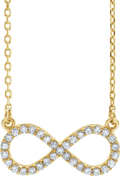 14K Yellow Gold 1/8 CTW Natural Diamond Infinity 16 1/2" Necklace