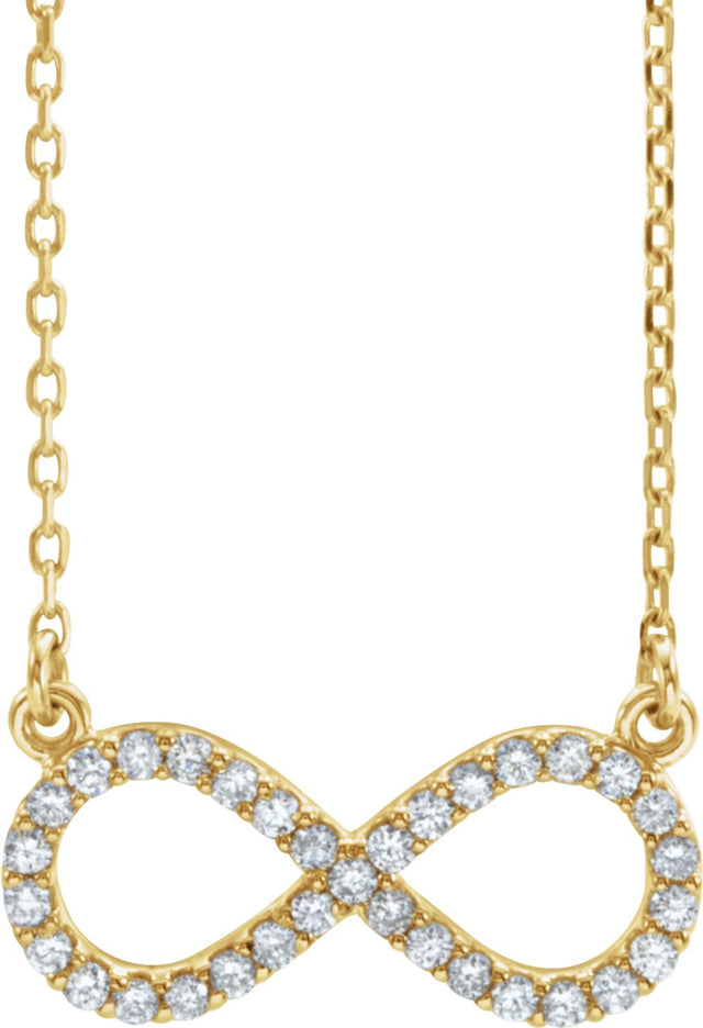 14K Yellow Gold 1/8 CTW Natural Diamond Infinity 16 1/2" Necklace