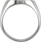 14K White Oval Signet Ring