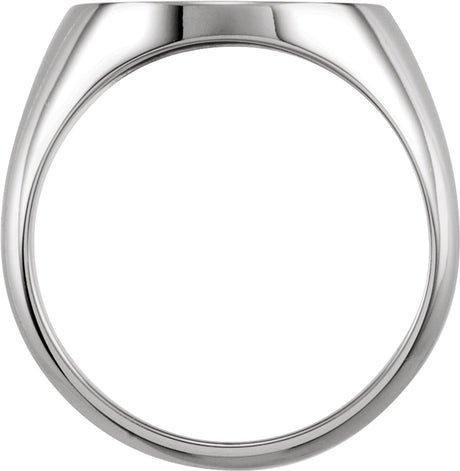 14K White Oval Signet Ring