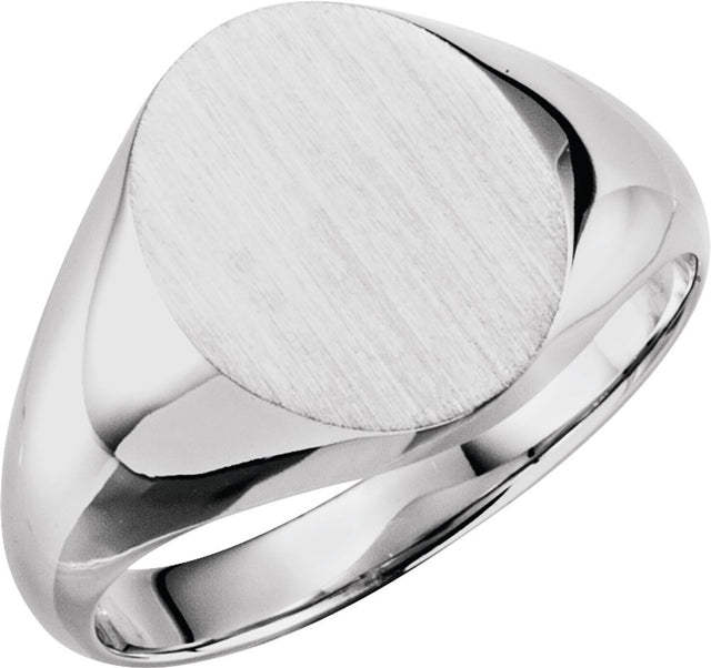 14K White Gold Oval Signet Ring