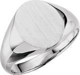 14K White Gold Oval Signet Ring