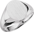 14K White Oval Signet Ring