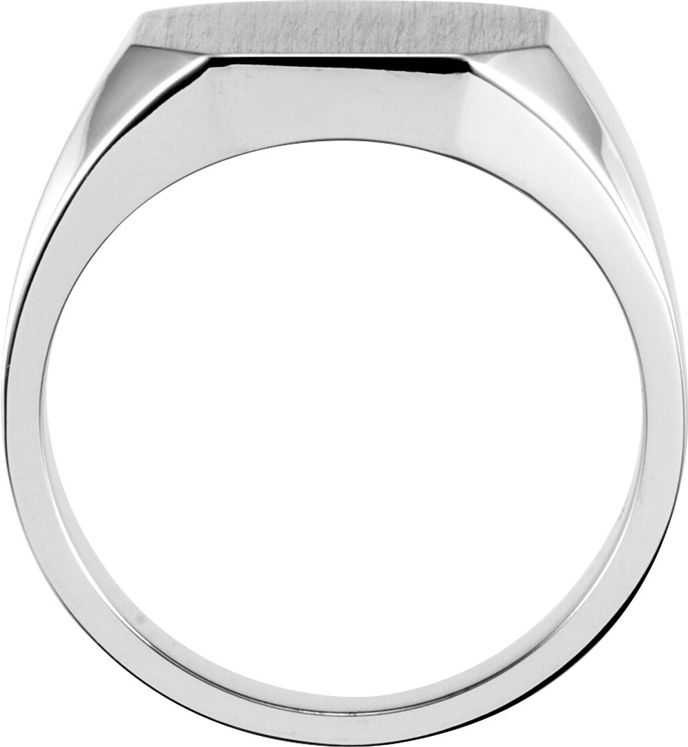 14K White Gold Octagon Signet Ring