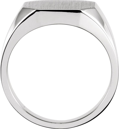 14K White Gold Octagon Signet Ring