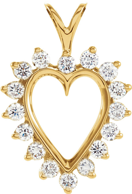14K Yellow 1/2 CTW Natural Diamond Heart Pendant