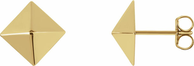 18K Yellow Pyramid Stud Earrings