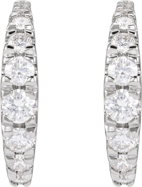 14K White Gold 1 3/8 CTW Lab-Grown Diamond Graduated Hoop Earrings