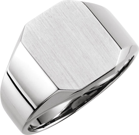 14K White Gold Octagon Signet Ring