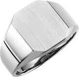14K White Gold Octagon Signet Ring