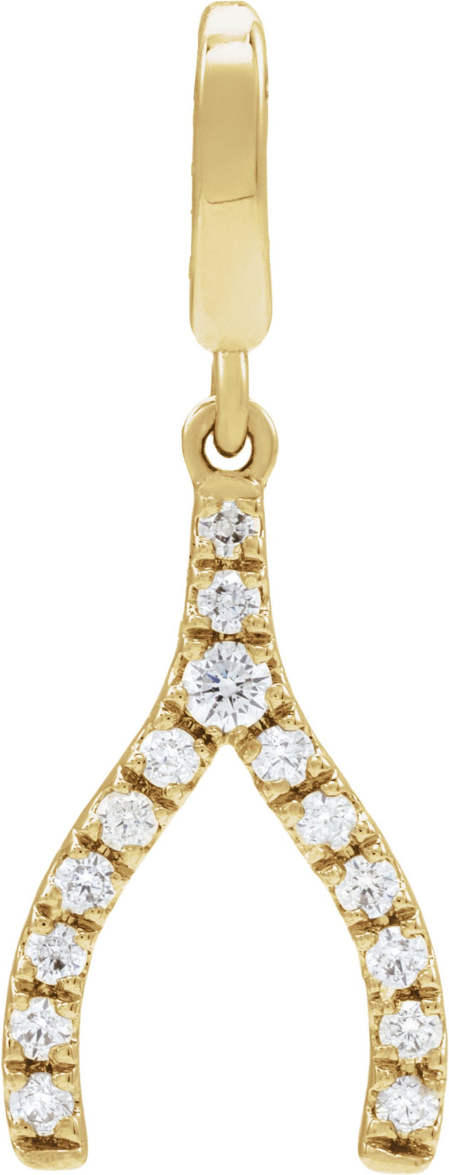 14K Yellow Gold 1/8 CTW Lab-Grown Diamond Wishbone Charm/Pendant