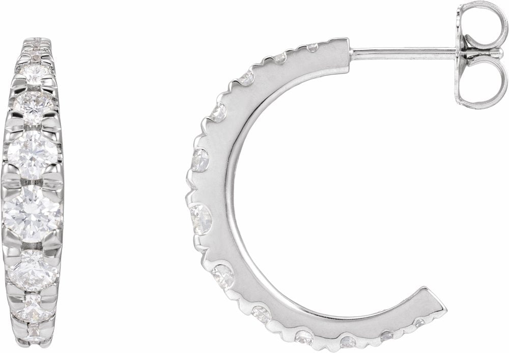 Sterling Silver 1 3/8 CTW Lab-Grown Diamond Graduated Hoop Earrings