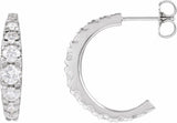 Sterling Silver 1 3/8 CTW Lab-Grown Diamond Graduated Hoop Earrings