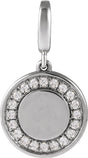 14K White Gold 1/8 CTW Lab-Grown Diamond Engravable Circle Charm/Pendant