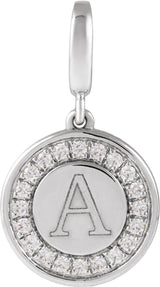 Sterling Silver 1/8 CTW Lab-Grown Diamond Engravable Circle Charm/Pendant