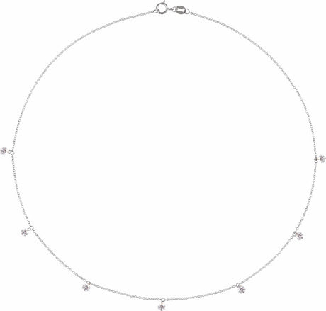 14K White Gold 1 1/8 CTW Lab-Grown Drilled Diamond Seven-Stone Station 16" Necklace