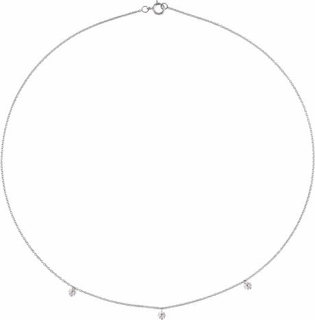 14K White Gold 1/2 CTW Lab-Grown Drilled Diamond Three-Stone Station 16" Necklace