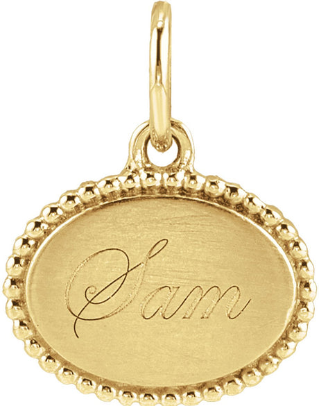 14K Yellow Gold Engravable Beaded Pendant