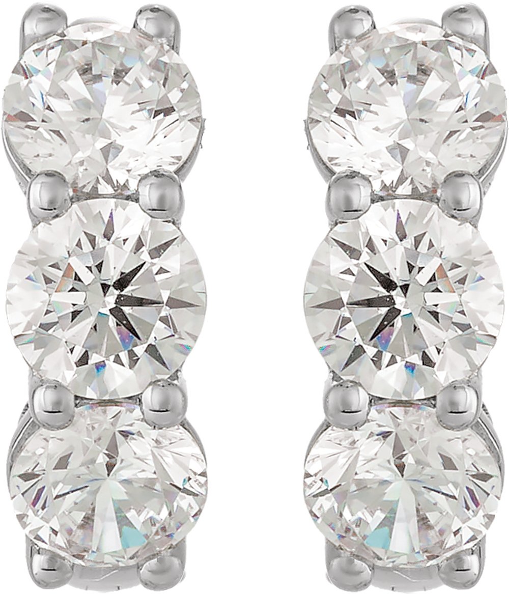 14K White Gold 3 CTW Lab-Grown Diamond 15 mm Hoop Earrings