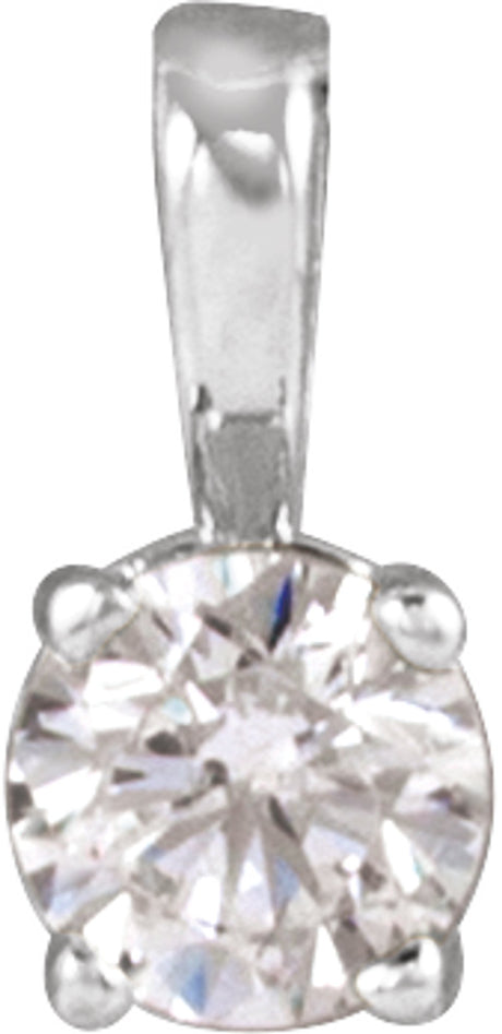 14K White Gold 1/10 CT Lab-Grown Diamond Youth Solitaire Pendant