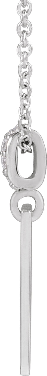 14K White Gold .02 CTW Natural Diamond Engravable 16-18" Necklace 