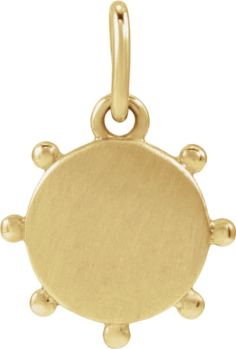 14K Yellow Gold Engravable Beaded Pendant