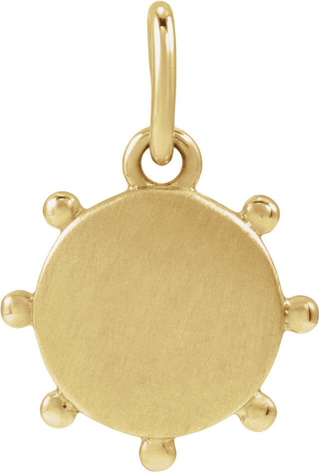 14K Yellow Gold Engravable Beaded Pendant