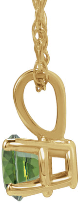 14K Yellow Gold 3 mm Imitation Peridot Youth Solitaire 14" Necklace