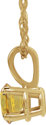 14K Yellow Gold 3 mm Imitation Citrine Youth Solitaire 14" Necklace
