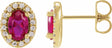 14K Yellow Gold Lab-Grown Ruby & 1/8 CTW Lab-Grown Diamond French-Set Halo-Style Earrings