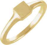 14K Yellow Gold Engravable Square Tapered Signet Ring