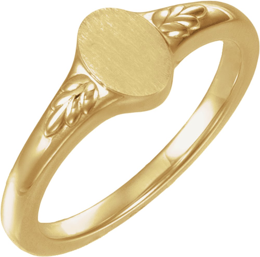 14K Yellow Gold Engravable Wheat Pattern Signet Ring