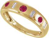 14K Yellow Gold Lab-Grown Ruby & 1/6 CTW Lab-Grown Diamond Ring