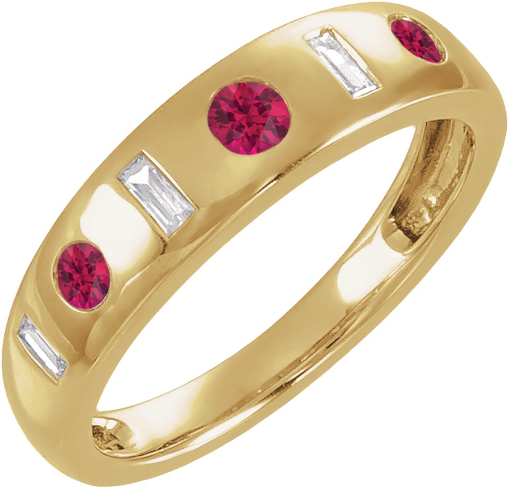14K Yellow Gold Lab-Grown Ruby & 1/6 CTW Lab-Grown Diamond Ring