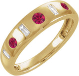 14K Yellow Gold Lab-Grown Ruby & 1/6 CTW Lab-Grown Diamond Ring