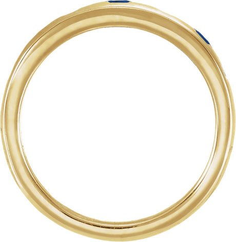 14K Yellow Gold Lab-Grown Blue Sapphire & 1/6 CTW Lab-Grown Diamond Ring
