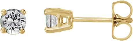 14K Yellow Gold Natural White Sapphire Stud Earrings