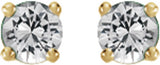 14K Yellow Gold Natural White Sapphire Stud Earrings