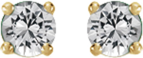 14K Yellow Gold Natural White Sapphire Stud Earrings