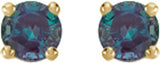14K Yellow Gold Lab-Grown Alexandrite Stud Earrings