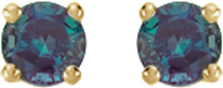 14K Yellow Gold Lab-Grown Alexandrite Stud Earrings