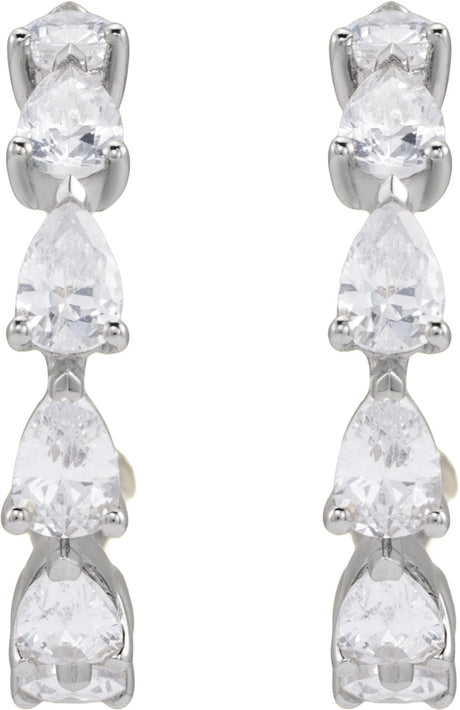 14K White Gold 1 1/4 CTW Lab-Grown Diamond Hoop Earrings