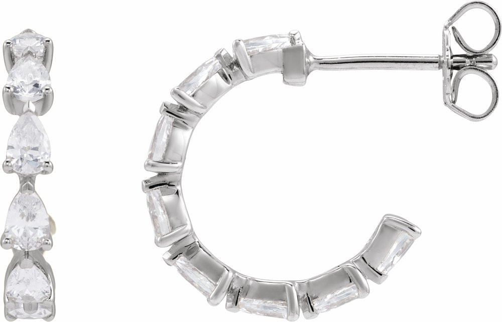 14K White Gold 1 1/4 CTW Lab-Grown Diamond Hoop Earrings