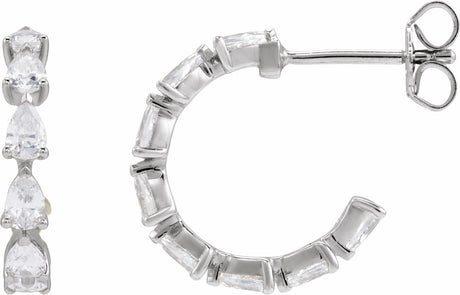 14K White Gold 1 1/4 CTW Lab-Grown Diamond Hoop Earrings