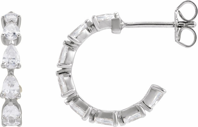 14K White Gold 1 1/4 CTW Lab-Grown Diamond Hoop Earrings